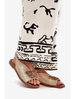 Dámské sandály na plochém podpatku se zdobením zlaté model 21686846 - Boto