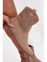 Dámské kotníkové boty na ploché podrážce s perforovaným vzorem S.Барски HY52-530 béžové