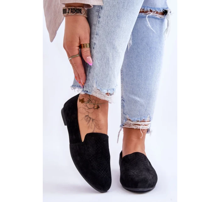 Semišové pohodlné mokasíny Černá Giovana Semišové pohodlné mokasíny Černá Giovana