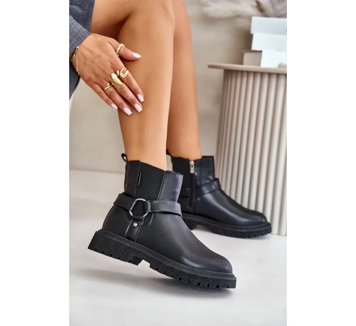 Kotníkové boty Zateplené Na Zip Big Star Černé Kotníkové boty Zateplené Na Zip Big Star Černé