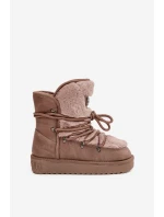 Dámské sněhule D.Franklin na platformě s kožešinou – béžové