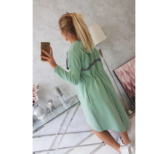 Tmavě mátový plášť s dlouhými zády