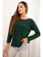 Dámský svetr z viskózy s dlouhým rukávem a kulatým výstřihem tmavě zelený Dámský svetr z viskózy s dlouhým rukávem a kulatým výstřihem tmavě zelený