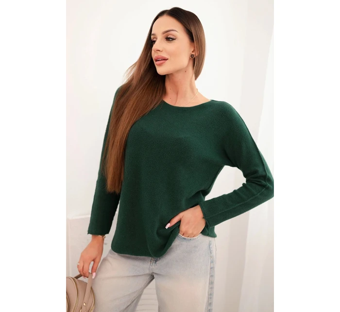 Dámský svetr z viskózy s dlouhým rukávem a kulatým výstřihem tmavě zelený Dámský svetr z viskózy s dlouhým rukávem a kulatým výstřihem tmavě zelený