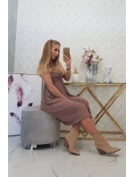 Šaty se širokými ramínky cappuccino