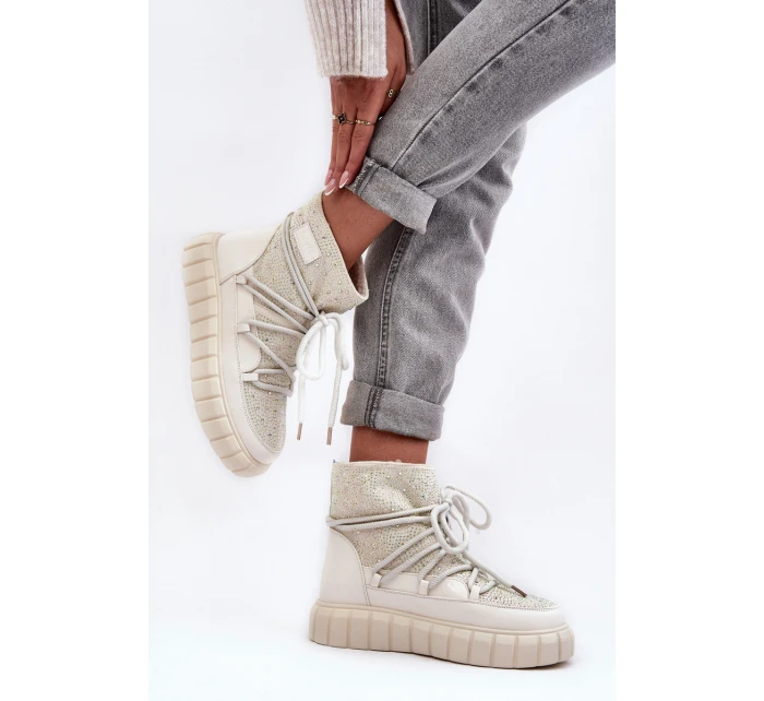 Ocieplené sněžné boty s džetami GOE MM2N4081 bežové