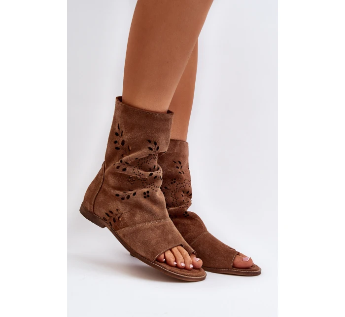 Zazoo Dámské Semišové Sandály S Na Zip Hnědé model 21652430 - Boto Zazoo Dámské Semišové Sandály S Na Zip Hnědé model 21652430 - Boto