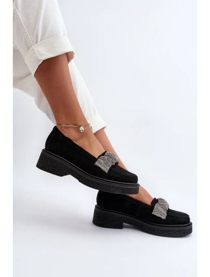 model 21652546 Dámské semišové mokasíny s ozdobným páskem Černé - Zazoo model 21652546 Dámské semišové mokasíny s ozdobným páskem Černé - Zazoo