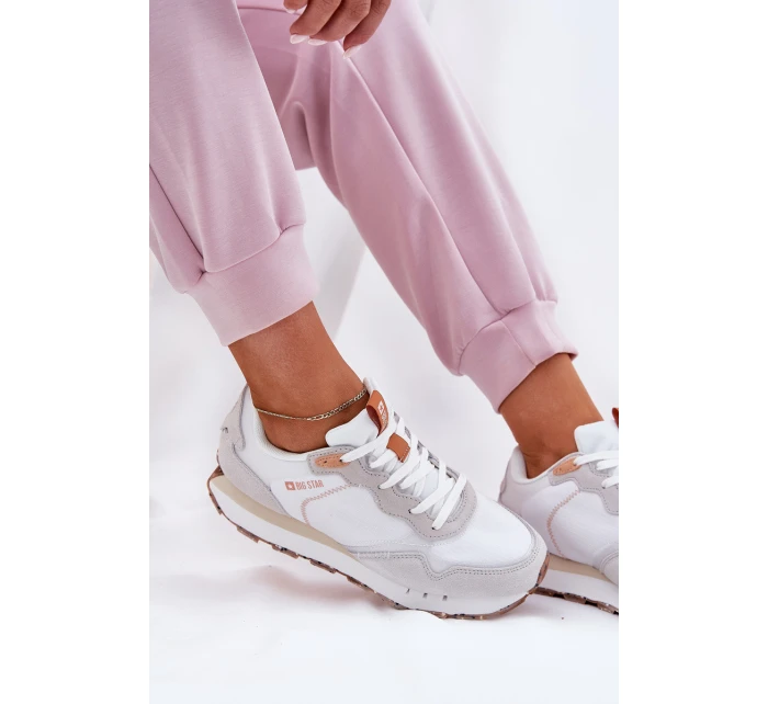 Semišové Lehké Sportovní Boty Pro Ženy Big Star RR274235 HI-POLY SYSTEM Béžové