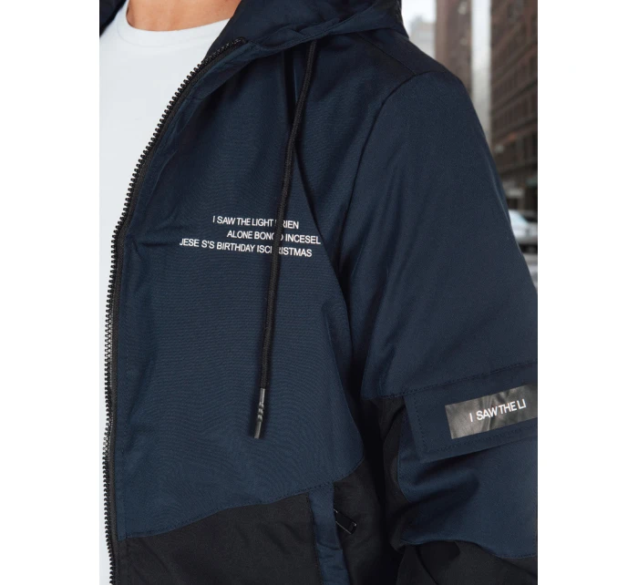 Pánská přechodná bunda s kapucí modrá FashionStreet TX5026 Pánská přechodná bunda s kapucí modrá FashionStreet TX5026