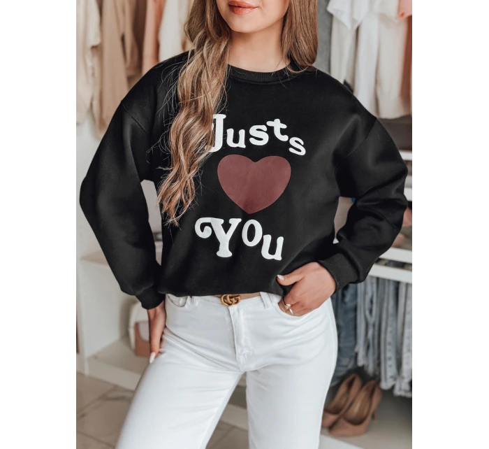 Dámská mikina s potiskem JUST LOVE YOU černá FashionStreet BY1472