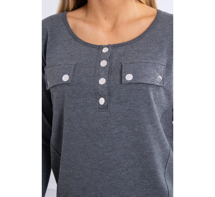 Sada s knoflíkovým výstřihem grafitová