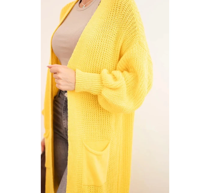 Svetr dlouhý kardigan tmavě žlutý