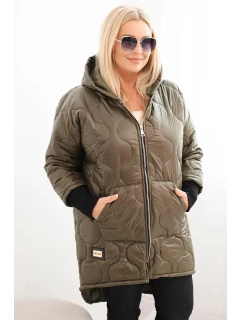 Dámská bunda Plus Size prošívaná s kapucí khaki