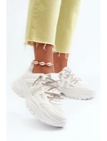 Dámské tenisky na masivní podrážce s ozdobným šněrováním Bílé Relissa Dámské tenisky na masivní podrážce s ozdobným šněrováním Bílé Relissa