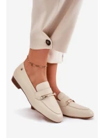 Kožené Polobotky Mokasíny Dámské Maciejka K6809-04 Béžové