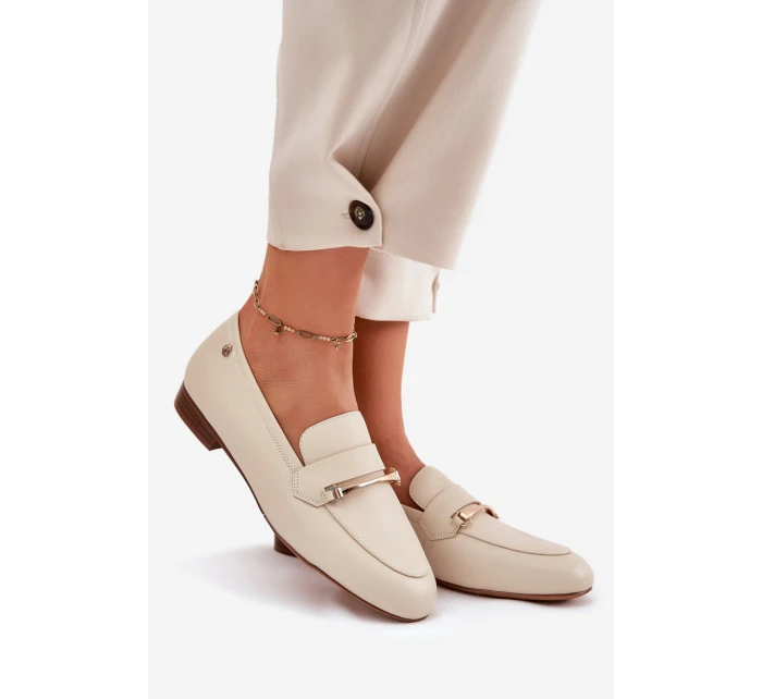 Kožené Polobotky Mokasíny Dámské Maciejka K6809-04 Béžové