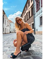 Dámské lodičky na jehlovém podpatku s mašlí a imitací semiše Černé Magnolia