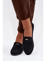 Dámské mokasíny s malým zlatým detailem – černé Sarivelle