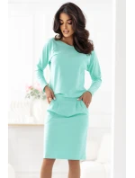 Teplákové šaty s kapsami 189-12 mint - Numoco Teplákové šaty s kapsami 189-12 mint - Numoco