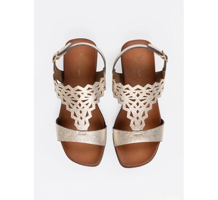 Módní dámské zlaté  sandály bez podpatku