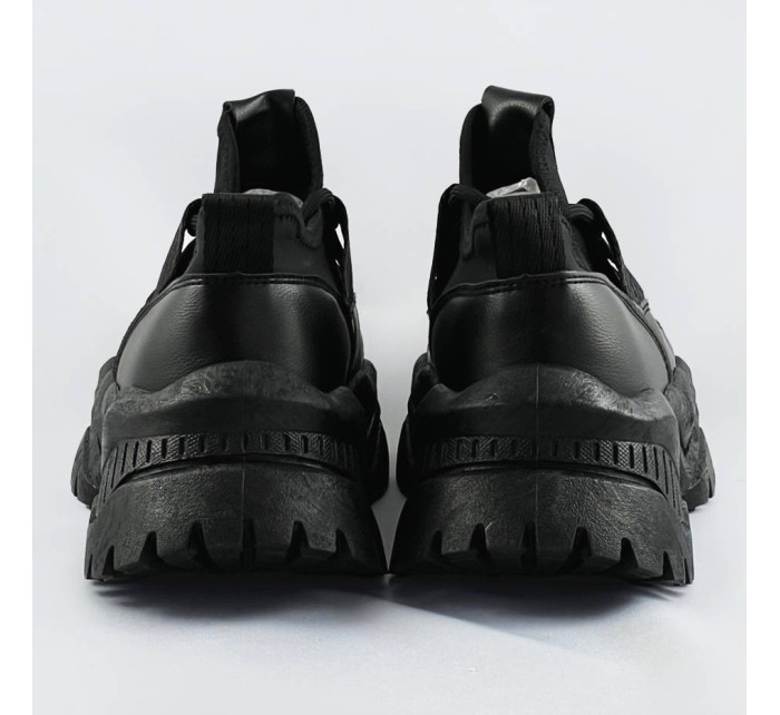 Černé šněrovací sneakersy na platformě (RA5)