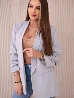 Šedé sako s klopami elegantní