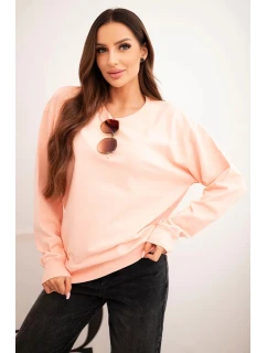 Dámská mikina z pružného bavlněného materiálu s kulatým výstřihem bílá