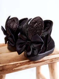 Dívčí teplé sněhule s mašlemi Černe Meriva