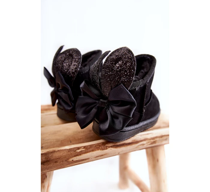 Dívčí teplé sněhule s mašlemi Černe Meriva Dívčí teplé sněhule s mašlemi Černe Meriva