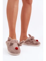 Dámské Hnědé Pantofle S Motivem Sobů Sennalith Dámské Hnědé Pantofle S Motivem Sobů Sennalith