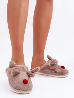 Dámské Hnědé Pantofle S Motivem Sobů Sennalith