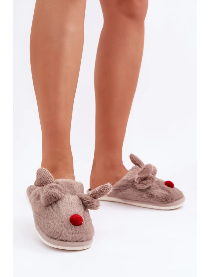 Dámské Hnědé Pantofle S Motivem Sobů Sennalith Dámské Hnědé Pantofle S Motivem Sobů Sennalith