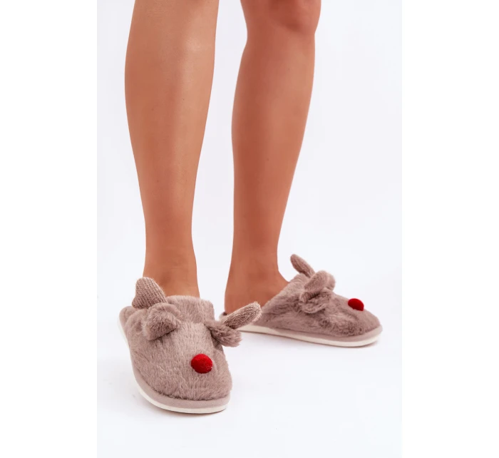 Dámské Hnědé Pantofle S Motivem Sobů Sennalith Dámské Hnědé Pantofle S Motivem Sobů Sennalith