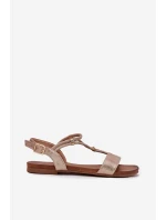 Dámské Plátěné Sandály S Pásky S.Barski KV51-120 Růžové Zlato Dámské Plátěné Sandály S Pásky S.Barski KV51-120 Růžové Zlato