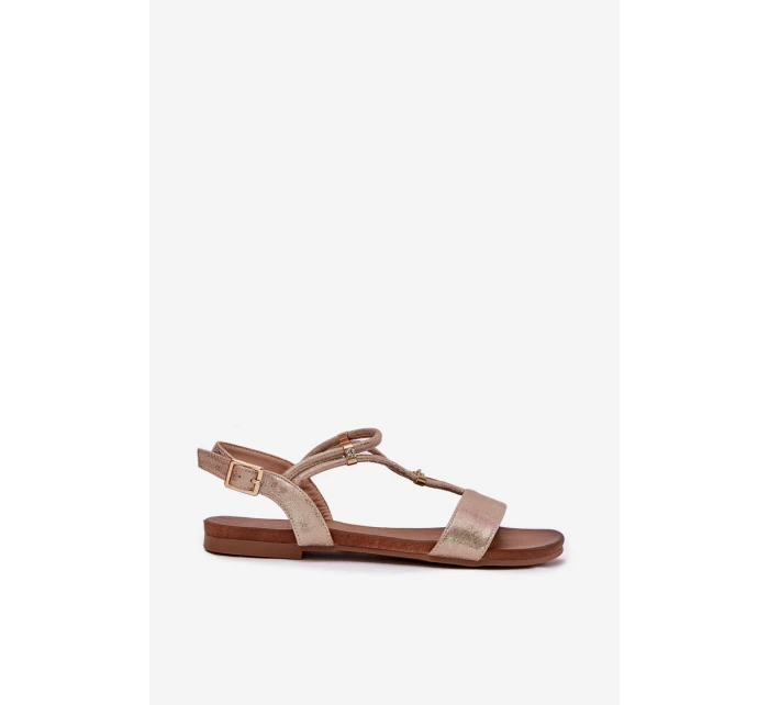 Dámské Plátěné Sandály S Pásky S.Barski KV51-120 Růžové Zlato Dámské Plátěné Sandály S Pásky S.Barski KV51-120 Růžové Zlato