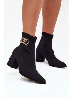 Dámské Botky Na Podpatku Se Zlatým Detalem model 21703508 Černé - Zazoo
