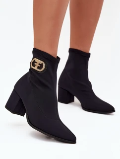 Dámské Botky Na Podpatku Se Zlatým Detalem model 21703508 Černé - Zazoo
