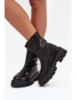 Zateplené dámské boty na zip s ozdobami černé model 21706565 - Boto Zateplené dámské boty na zip s ozdobami černé model 21706565 - Boto