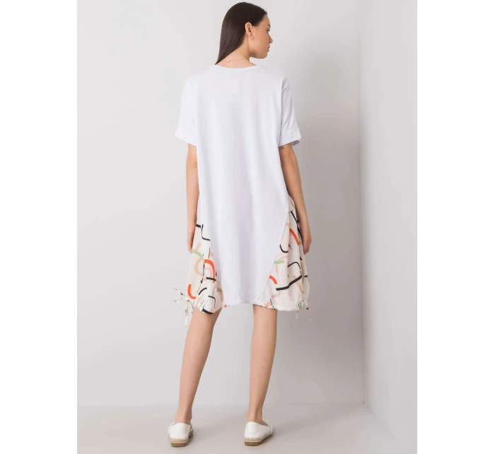 Sukienka DHJ SK model 21314322 biało beżowy - FPrice Sukienka DHJ SK model 21314322 biało beżowy - FPrice