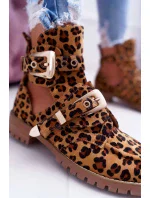 Dámské Kotníkové Boty Lu Boo Semišové s vykrojením Leopard Rock Girl