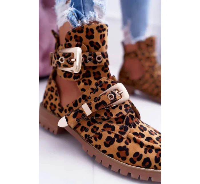 Dámské Kotníkové Boty Lu Boo Semišové s vykrojením Leopard Rock Girl