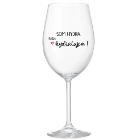 SOM HYDRA. RADA HYDRATUJEM! - priehľadný pohár na víno 350 ml SOM HYDRA. RADA HYDRATUJEM! - priehľadný pohár na víno 350 ml