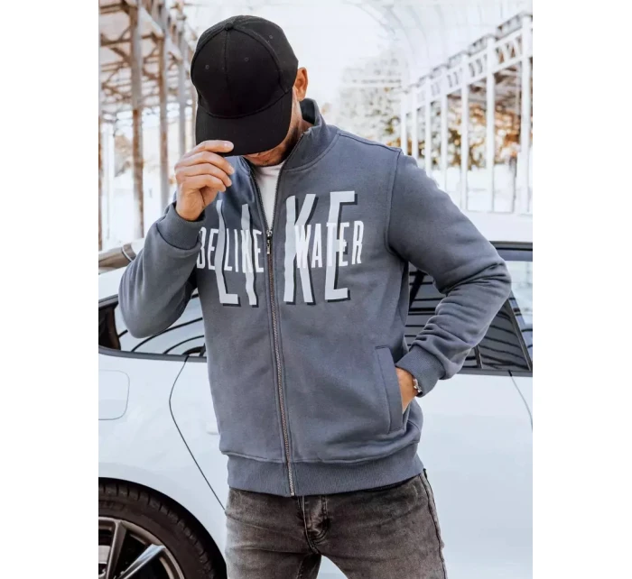 Pánská tmavě šedá mikina na zip s potiskem FashionStreet BX5409 Pánská tmavě šedá mikina na zip s potiskem FashionStreet BX5409