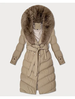 Béžová zimní bunda s límcem model 21393879 - S'WEST