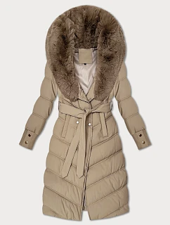 Béžová zimní bunda S'west s kožešinovým límcem (R8500-12)
