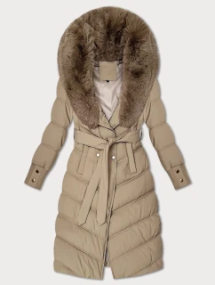 Béžová zimní bunda s kožešinovým límcem S'west (R8500-12)
