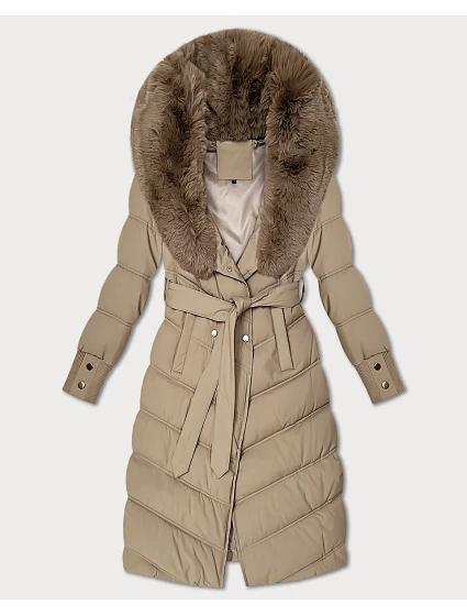 Béžová zimní bunda S'west s kožešinovým límcem (R8500-12) Béžová zimní bunda S'west s kožešinovým límcem (R8500-12)