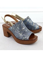 Dámské sandály na jehlovém podpatku denim gold M.Daszynski model 22051579 - M. Daszyński