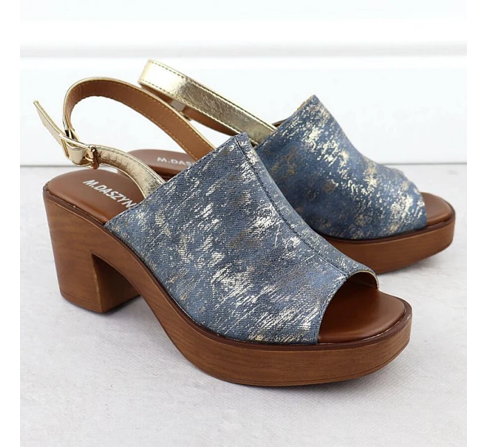 Dámské sandály na jehlovém podpatku denim gold M.Daszynski model 22051579 - M. Daszyński